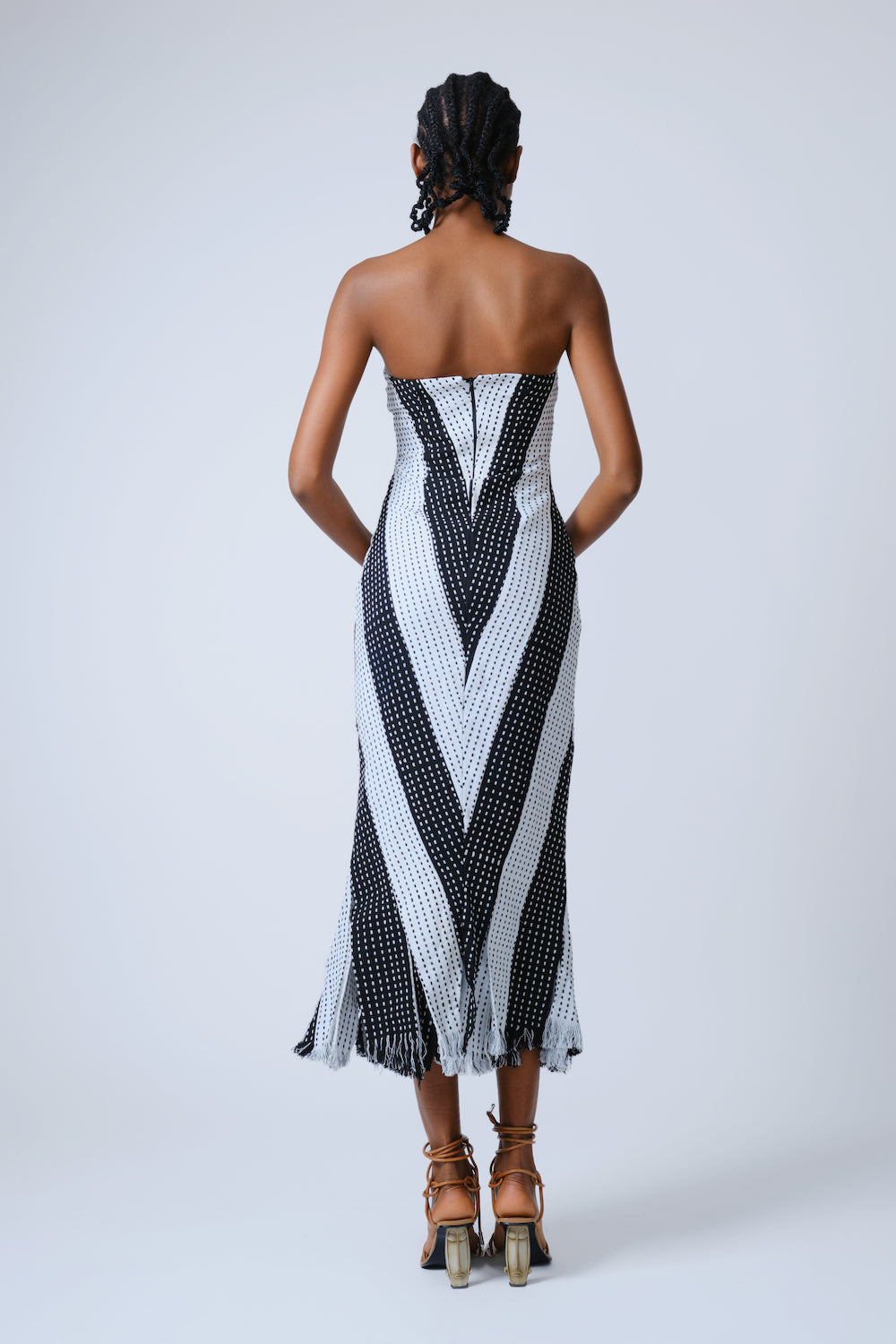 Keji Striped Polka Dot Midi Dress