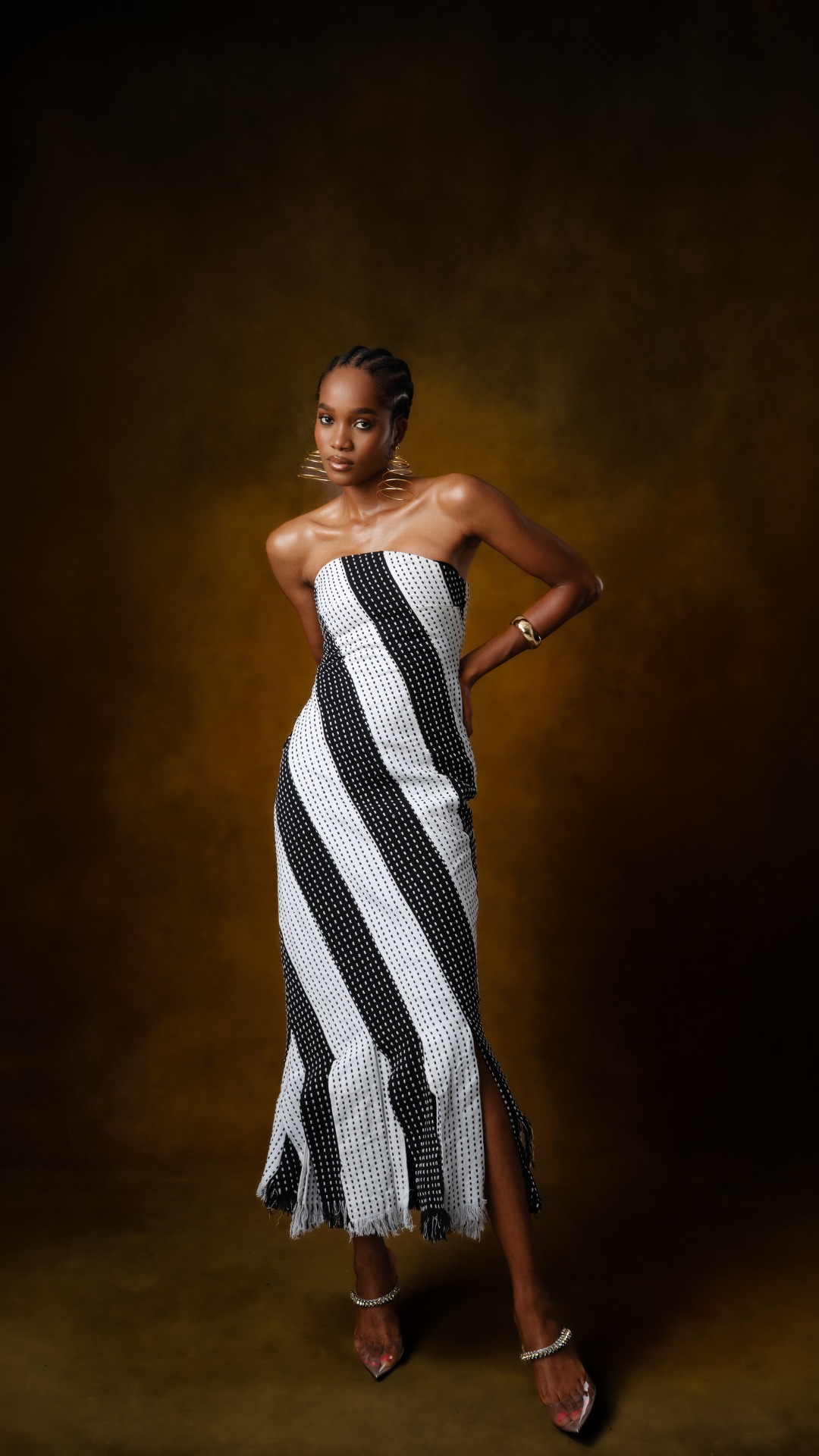 Keji Striped Polka Dot Midi Dress