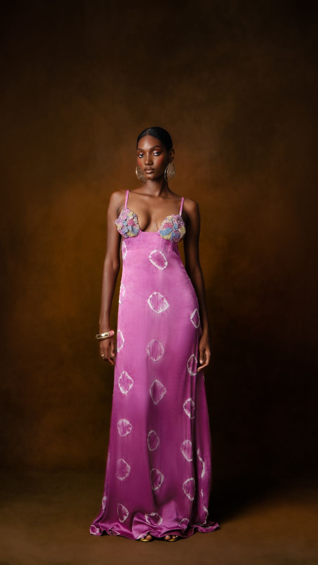 Rewa Beaded Adire Maxi Dress