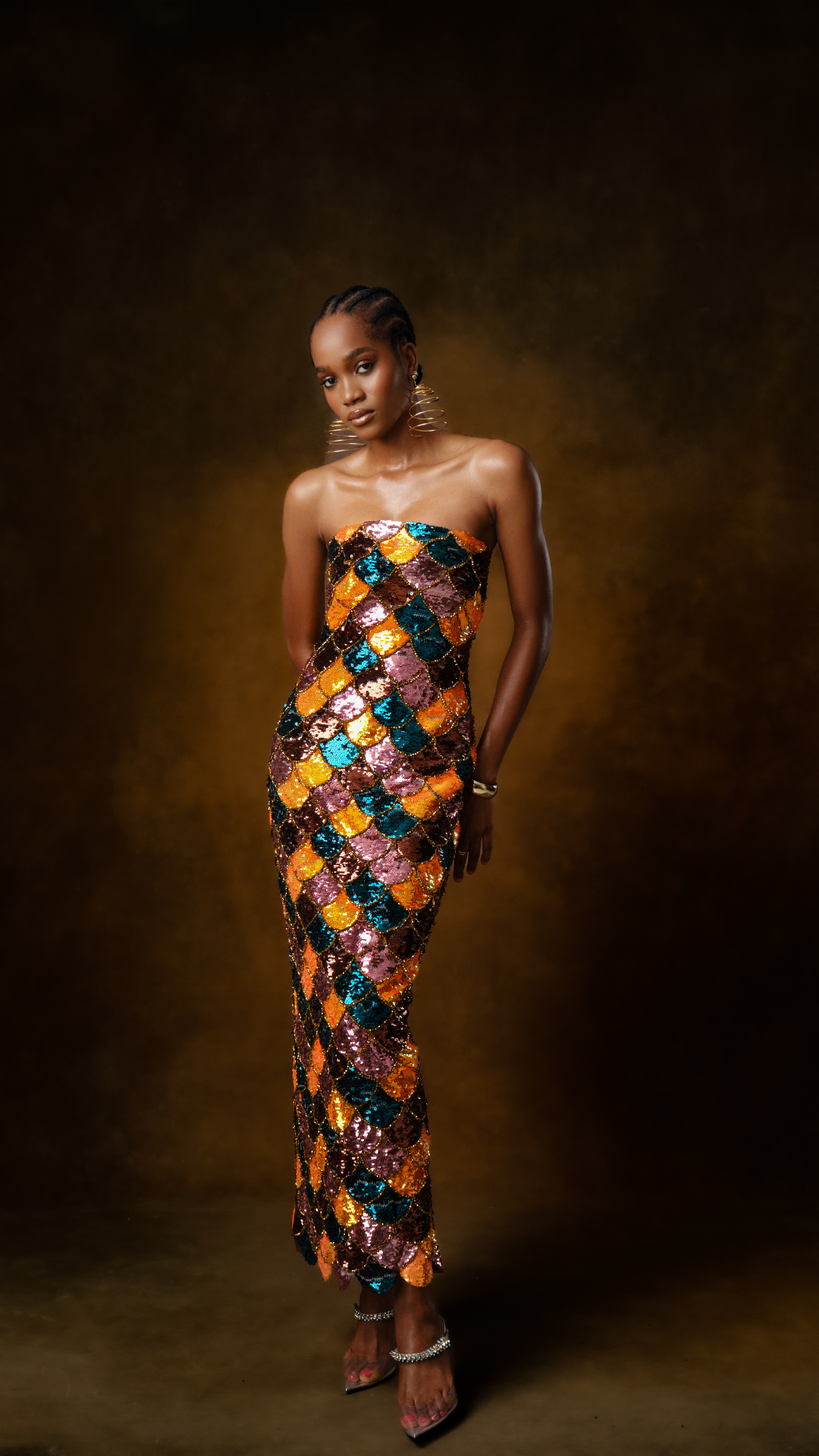 Mami Isura Sequin Strapless Maxi Dress