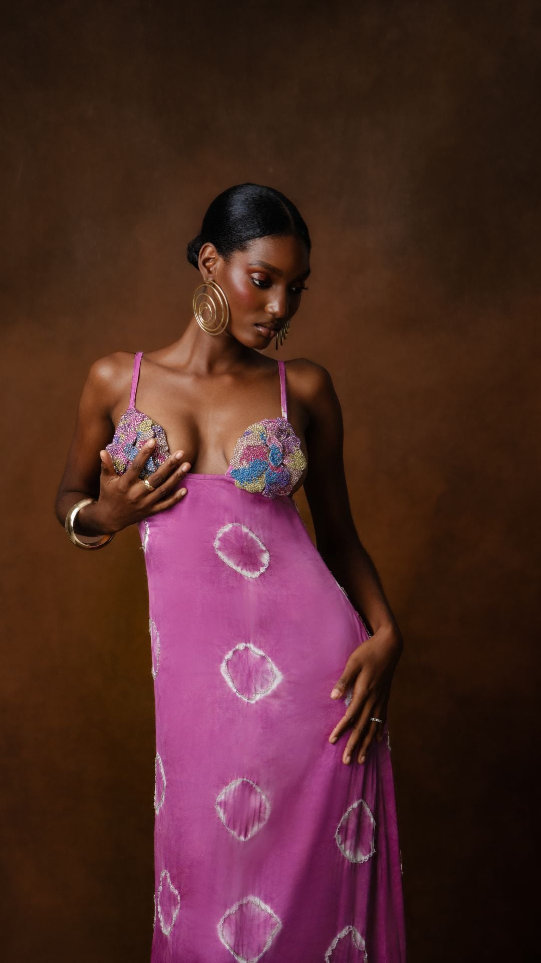 Rewa Beaded Adire Maxi Dress