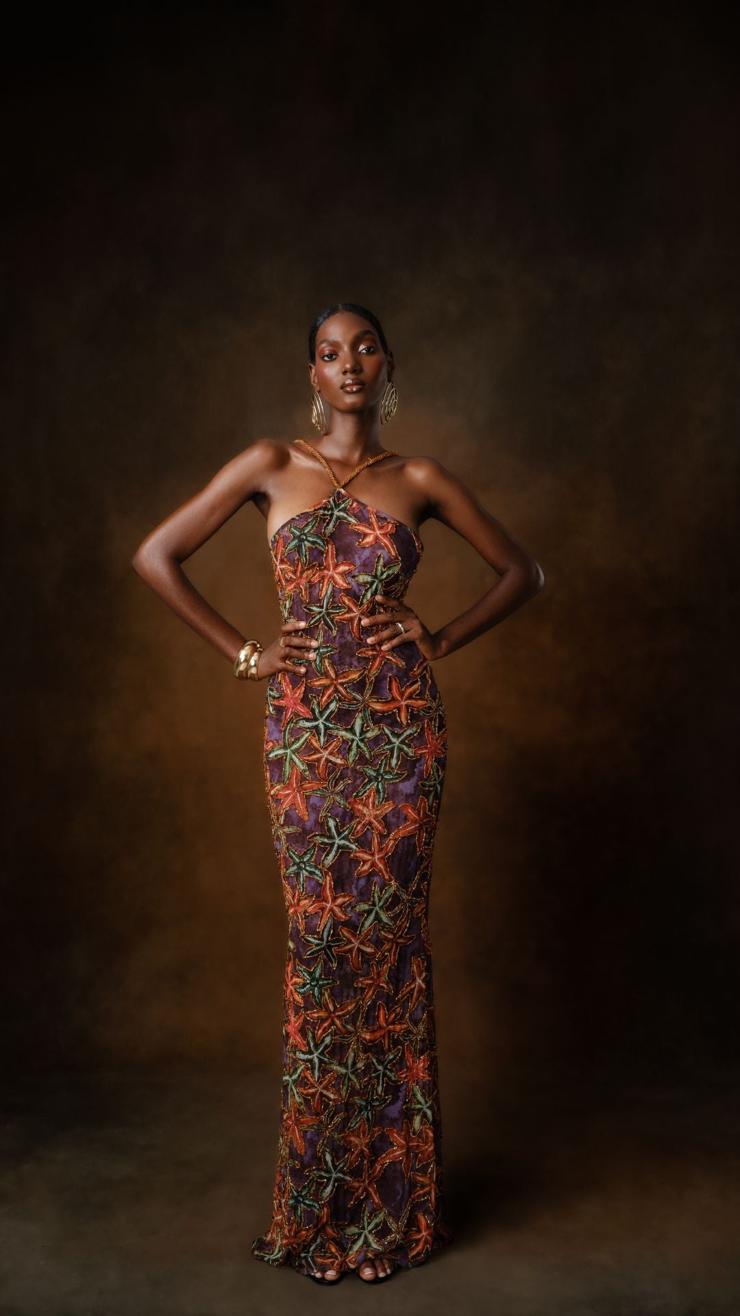Okun Beaded Halter Neck Maxi Dress