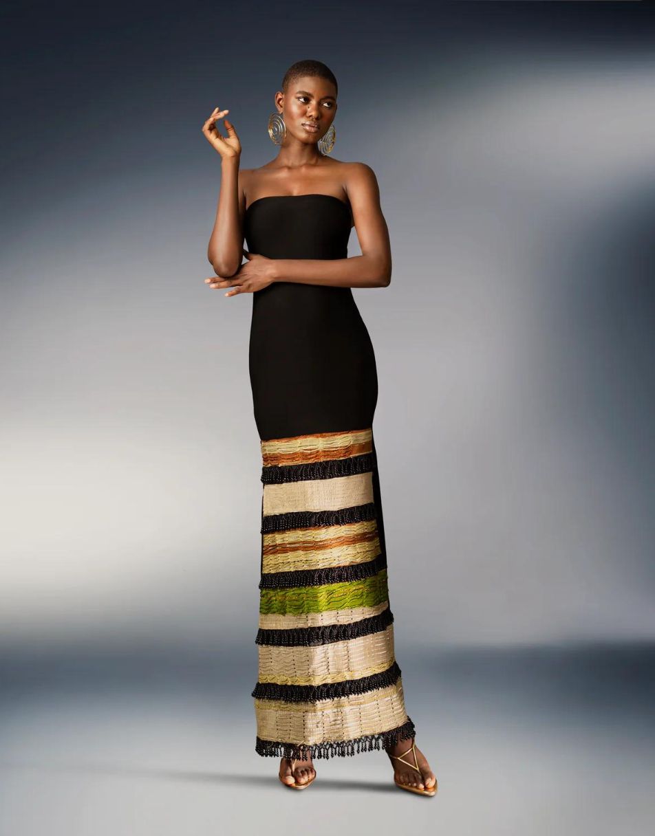 Kilentar | Arewa Fringe Beaded Maxi Dress Kilentar | Arewa Fringe Beaded Maxi Dress