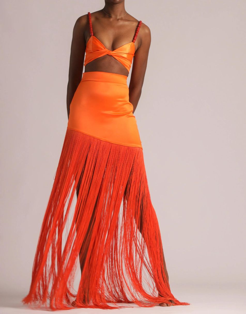 Ele Fringe Maxi Skirt