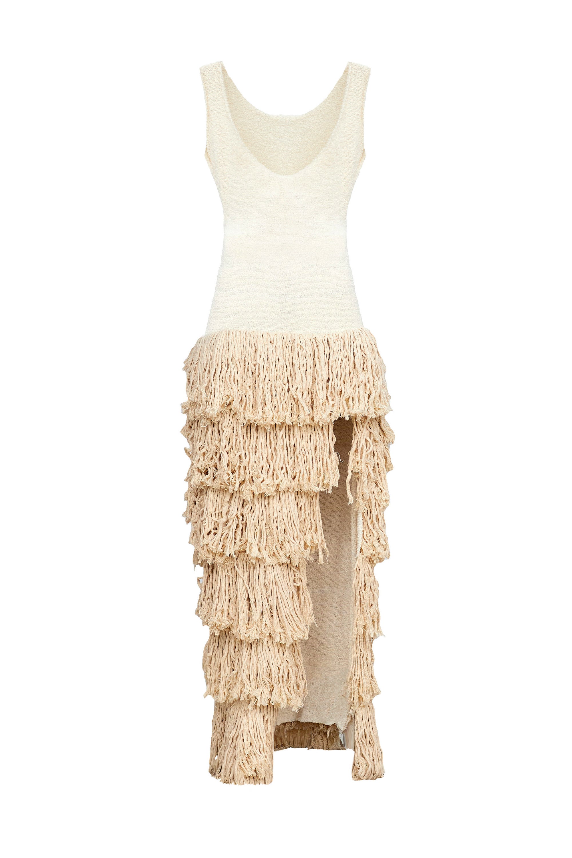 Layo Dress - Wool Fringe with Front Slit