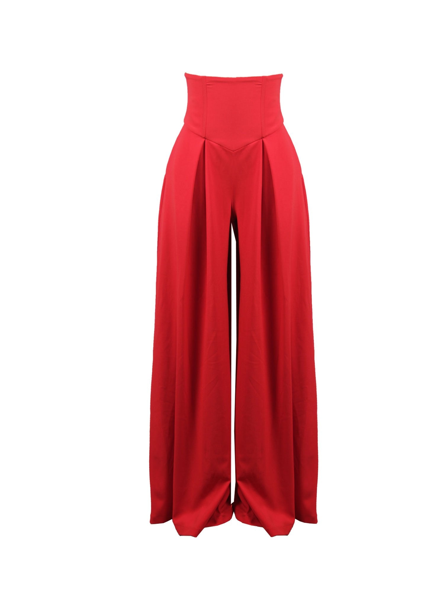 Red High-Waist Corset Pants