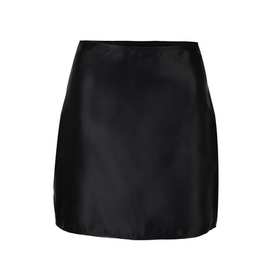Black Satin Mini Skirt