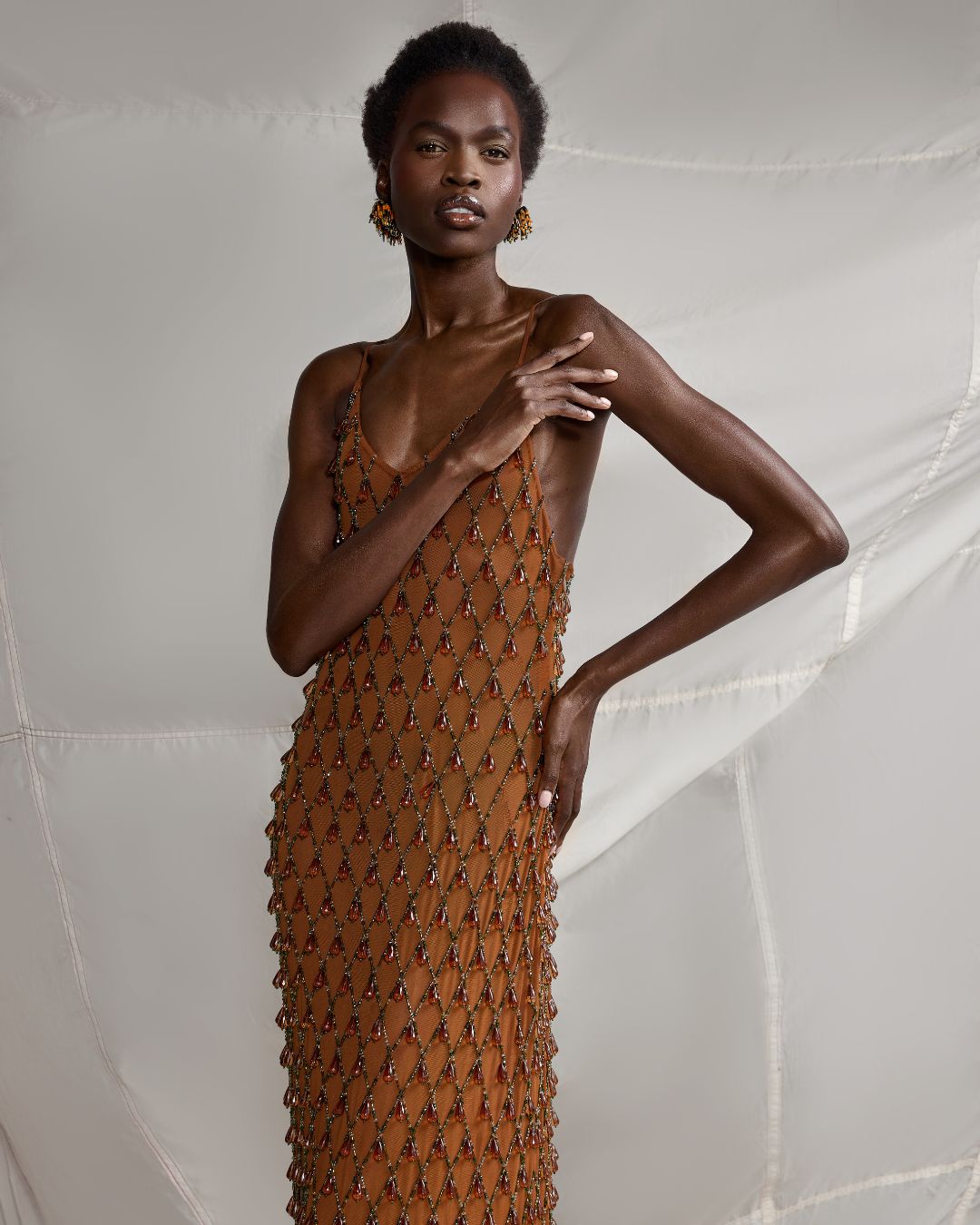Kilentar Desi Beaded Fringe Maxi Dress KLNTR Kilentar Desi Beaded Fringe Maxi Dress KLNTR