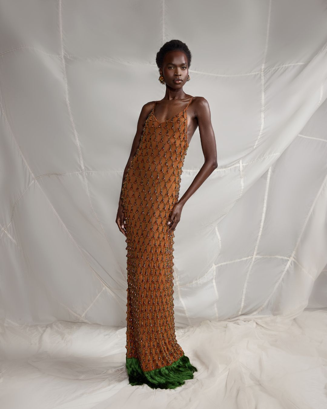 Desi Beaded Fringe Maxi Dress