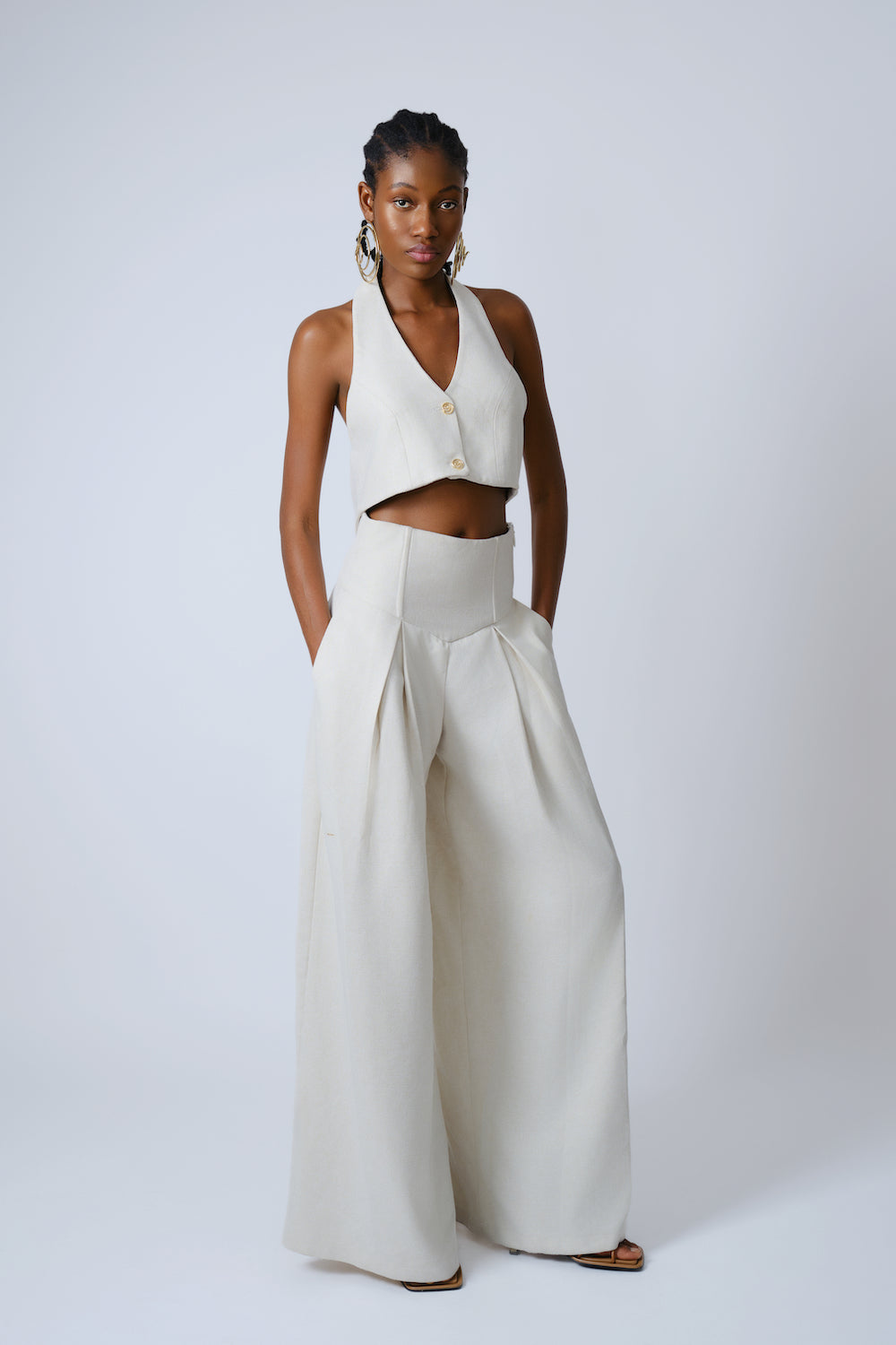 Abu Off White Wide Leg Pants