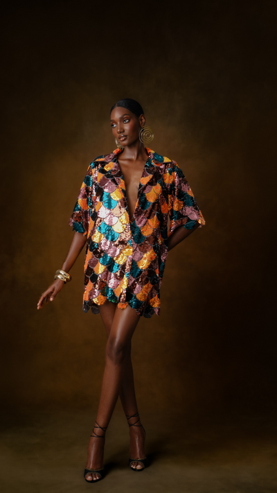 Mami Isura sequin shirt dress