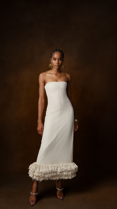 Ireti Fringe Strapless Maxi Dress