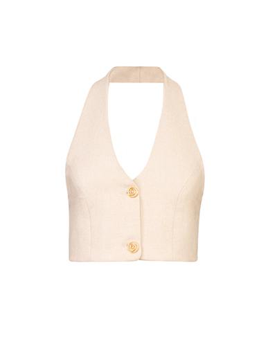 White Abu Halter Neck Top