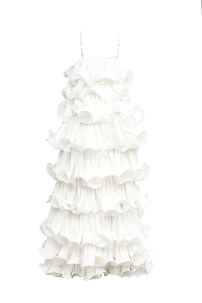 frilly white dress Kilentar Gbemi White Plisse Ruffle Dress – KÍLÉNTÁR