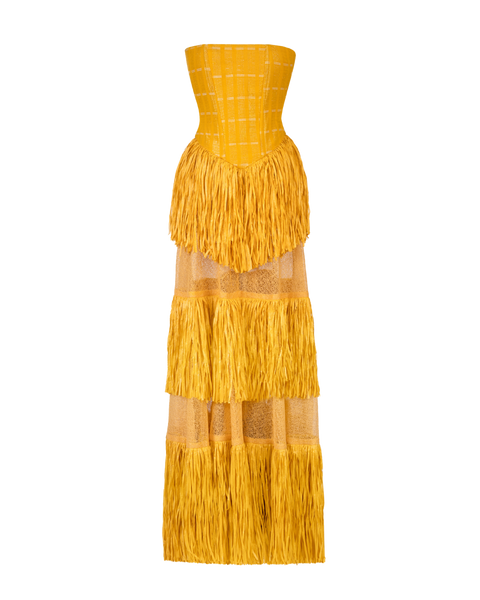yellow fringe dress Ano Layered Raffia Dress – KÍLÉNTÁR
